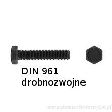 Śruby DIN 961 kl.10,9 drobnozwojne z gwintem na całej długości