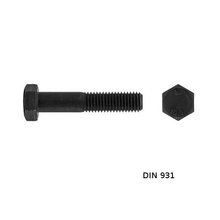 Śruba DIN 931 M12 x 80 kl.10.9 czarna gw. niepełny