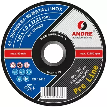 ŚCIERNICA 41 - 125 X 1,0 X 22,23  80 METAL/INOX