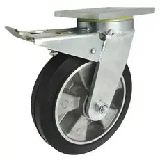 Koło aluminiowo-gumowe obrotowe A65GDH - 200mm, 400kg z hamulcem
