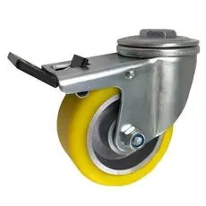 Koło alum. poliuretan.  A17PWH - 100mm, 200kg z otwor. i hamulcem