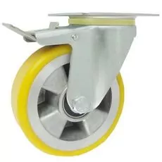 Koło A25MPH alumin.-poliuret. 125mm 100kg w obud. skręt. z ham.
