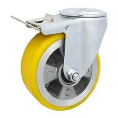 Koło alum. poliuretan. A27MPH - 125mm, 100kg z otwor. i hamulcem