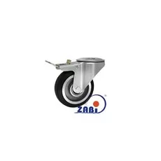 Koło aluminiowo-gumowe z otworem i hamulcem  A17GH - 100mm, 150kg
