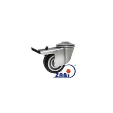 Koło aluminiowo-gumowe z otworem i hamulcem  A8GWH - 80mm, 150kg