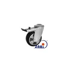 Koło aluminiowo-gumowe z otworem i hamulcem  A27GWH - 125mm, 200kg