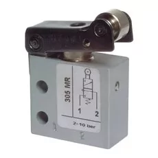 Zawór mechaniczny mini 2/2 M5 NC normalnie zamknięty, z rolką MR 205 Zawór mechaniczny mini 2/2 M5 NC normalnie zamknięty, z rolką MR 205