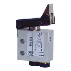 Zawór rozdzielający mini 3/2 do węża fi 4 mm NC, z dźwignią jednokierunkową MS 304 Zawór rozdzielający mini 3/2 do węża fi 4 mm NC, z dźwignią jednokierunkową MS 304