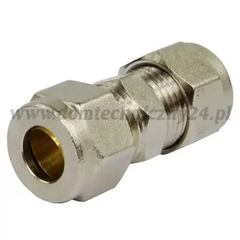 Złączka skręcana do rurki 16mm mosiądz niklowany