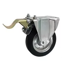 Koła metalowo gumowe stałe z hamulcem